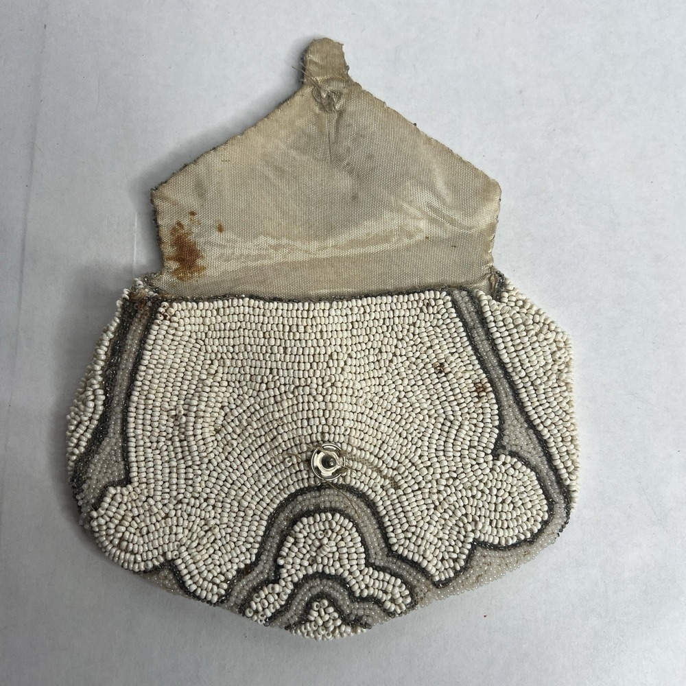 Antique Beaded & Sequin‎ Belt Bag Coin Purse Made in France Vintage Handcrafted - Picture 2 of 7